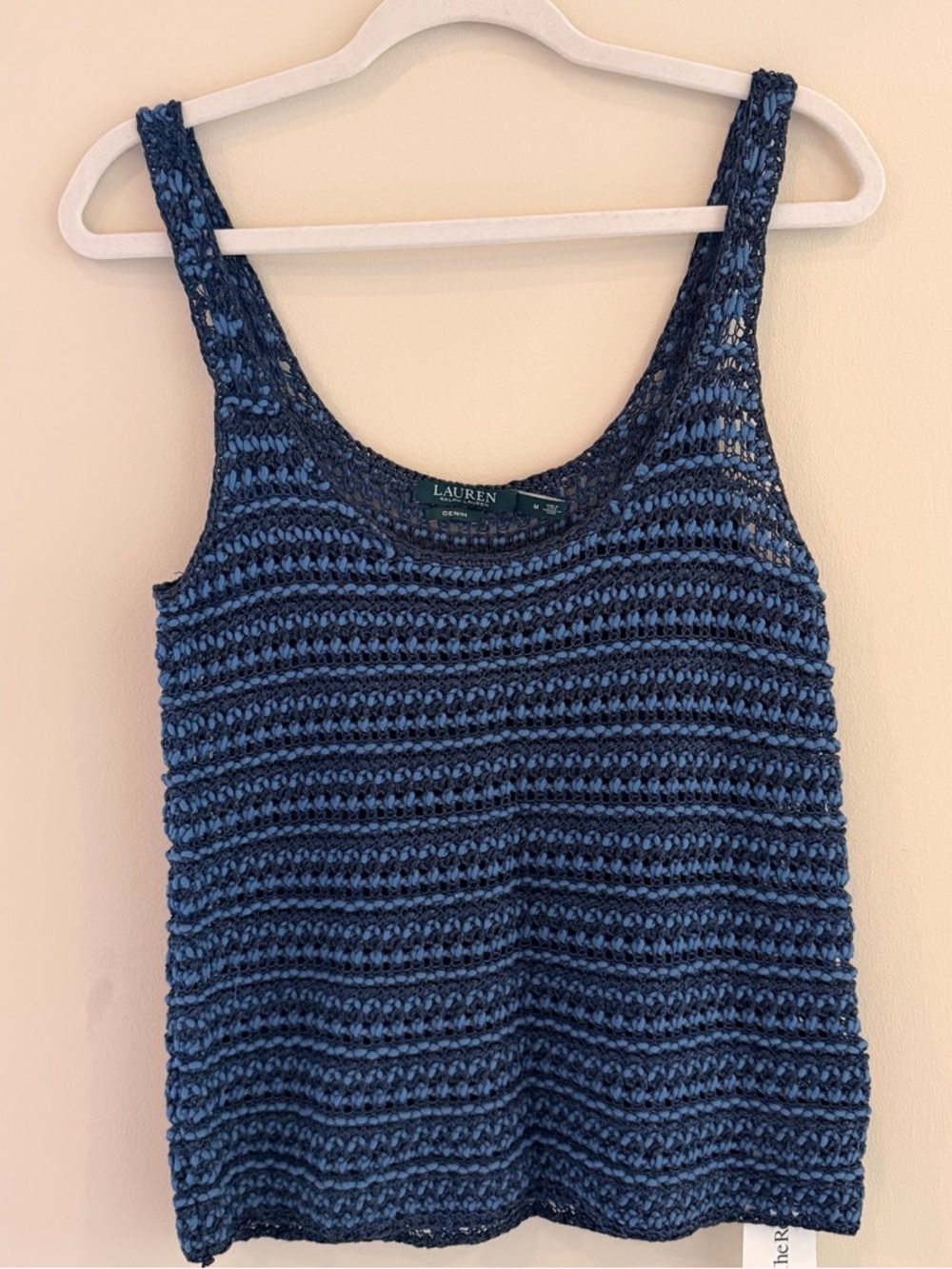 Lauren Ralph Lauren Crochet Knit Tank Top in Blue